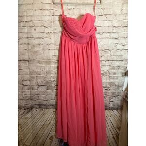 Tevolio Dress Womens 10 Strapless Ball Gown Full Length Hot Pink Pleated